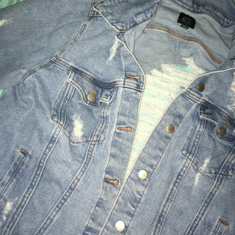 Light wash distressed jean jacket